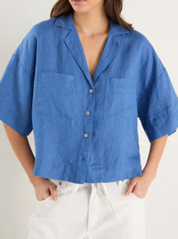 RE:UNION THE LABEL MEANDER LINEN BOXY SS SHIRT