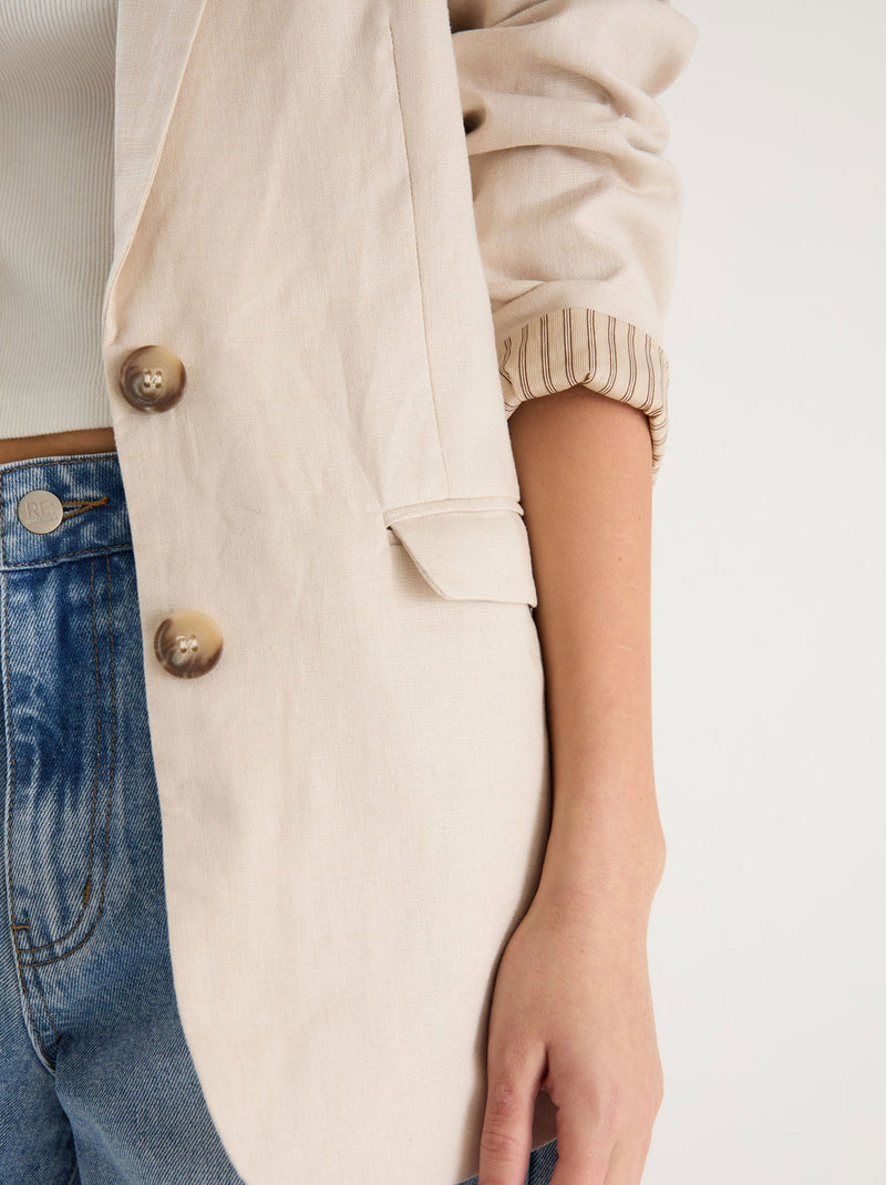 RE:UNION THE LABEL PILLAR LINEN BLAZER