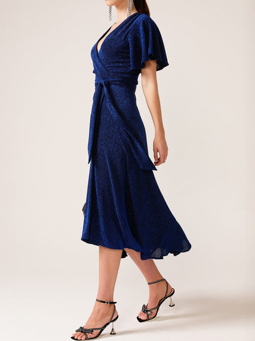 SACHA DRAKE STARGAZE WRAP MIDI DRESS