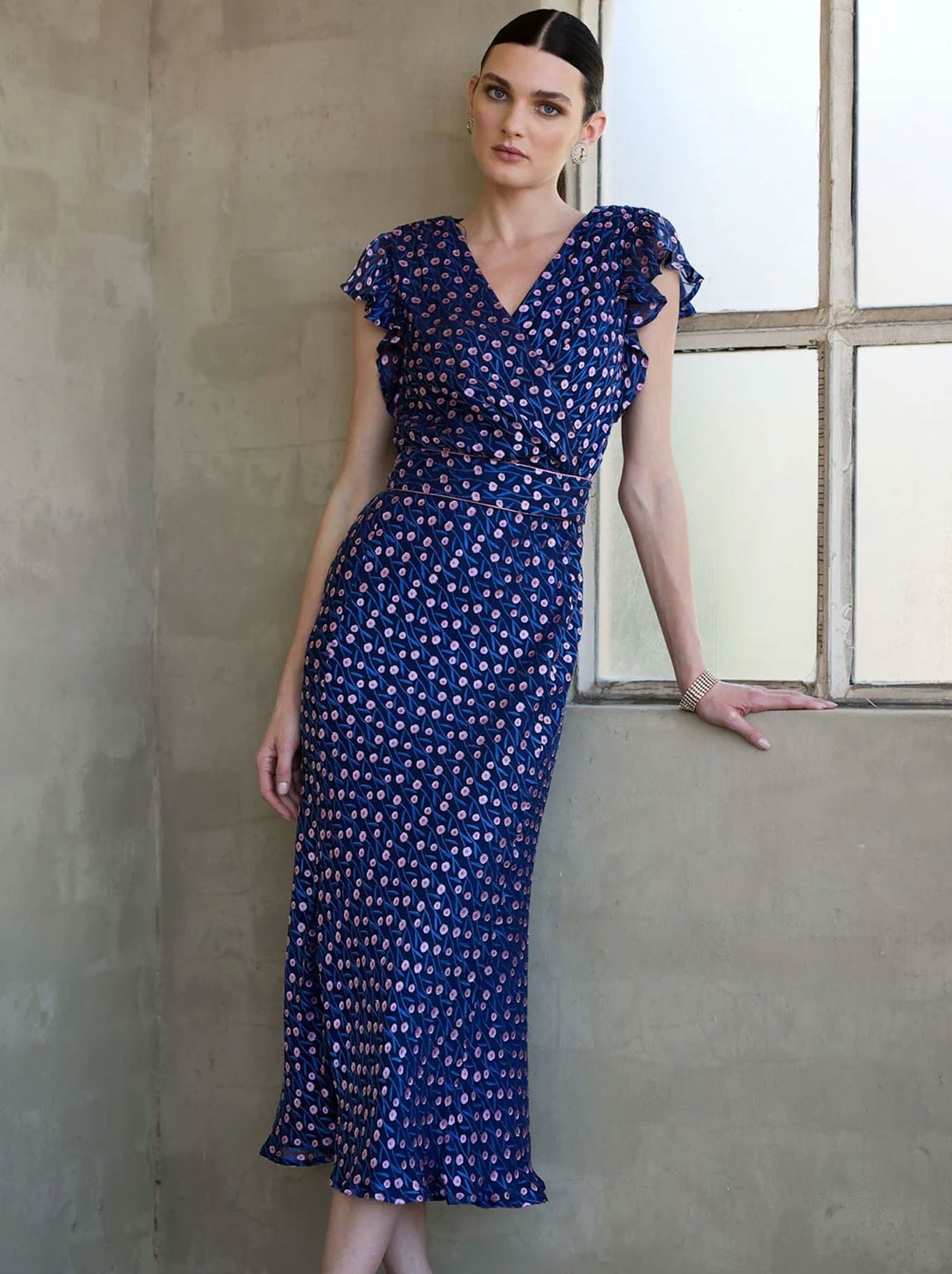 SACHA DRAKE FLEUR DE LYS MIDI DRESS