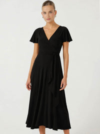 SACHA DRAKE FLUTE SLEEVE REVERSE WRAP DRESS
