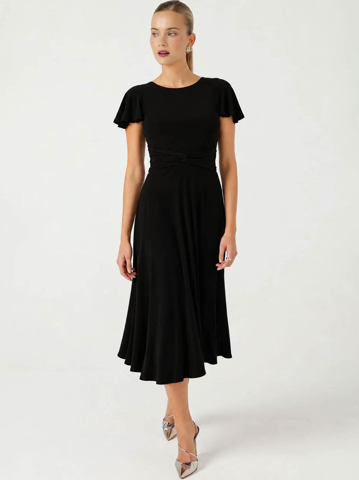 SACHA DRAKE FLUTE SLEEVE REVERSE WRAP DRESS