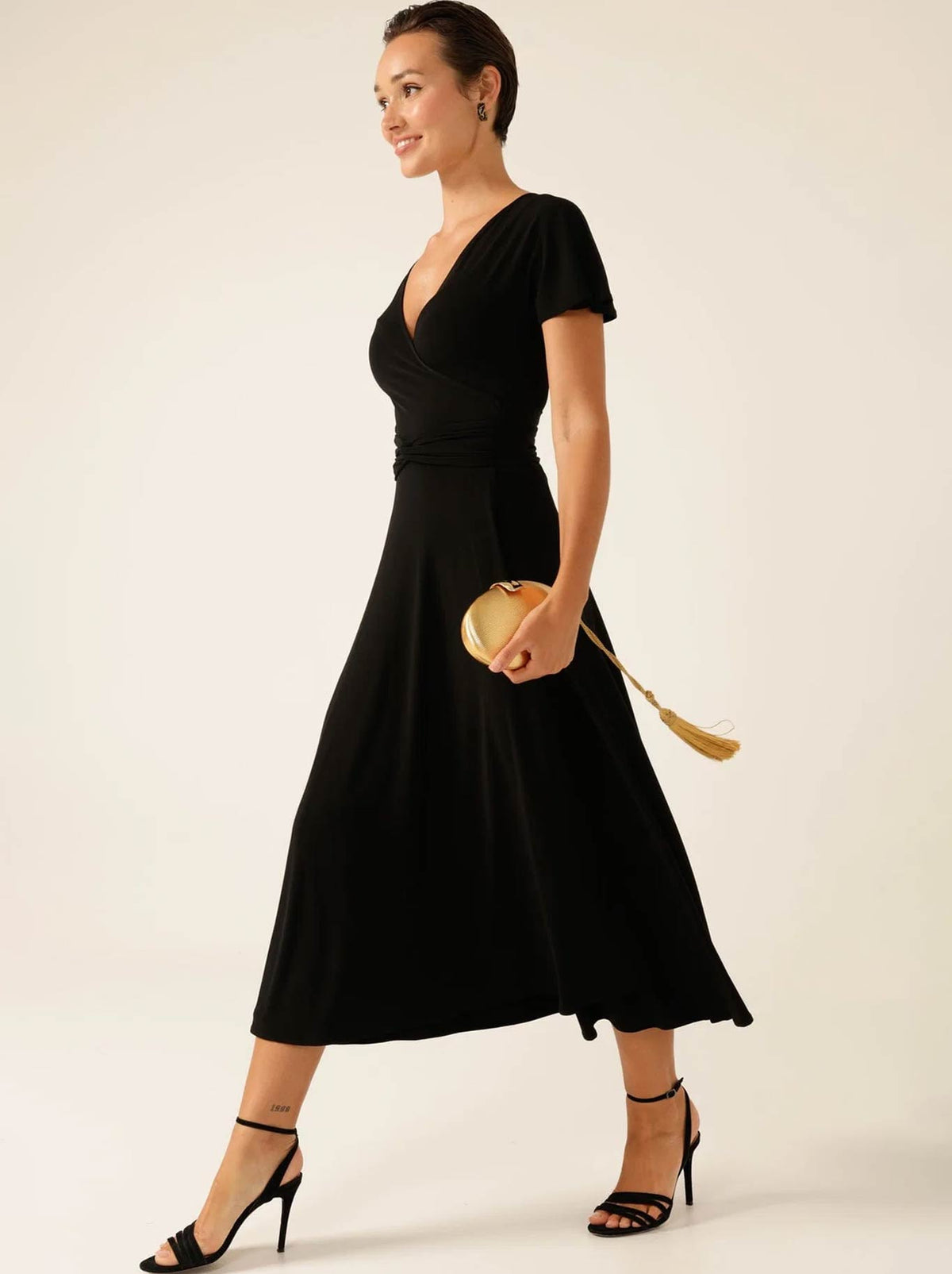 SACHA DRAKE FLUTE SLEEVE REVERSE WRAP DRESS