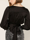SACHA DRAKE SATIN FAUX WRAP TOP