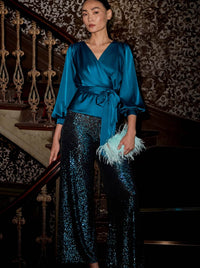 SACHA DRAKE SEQUIN PALAZZO PANT