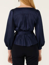 SACHA DRAKE SATIN FAUX WRAP TOP