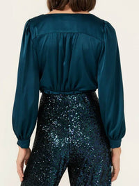 SACHA DRAKE SATIN FAUX WRAP TOP