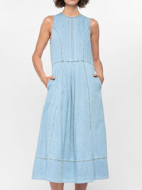 STAPLE THE LABEL AMELIA CHAMBRAY MIDI DRESS
