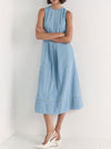 STAPLE THE LABEL AMELIA CHAMBRAY MIDI DRESS