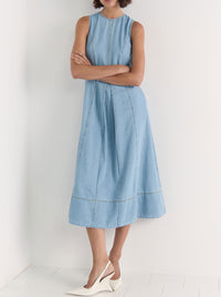STAPLE THE LABEL AMELIA CHAMBRAY MIDI DRESS