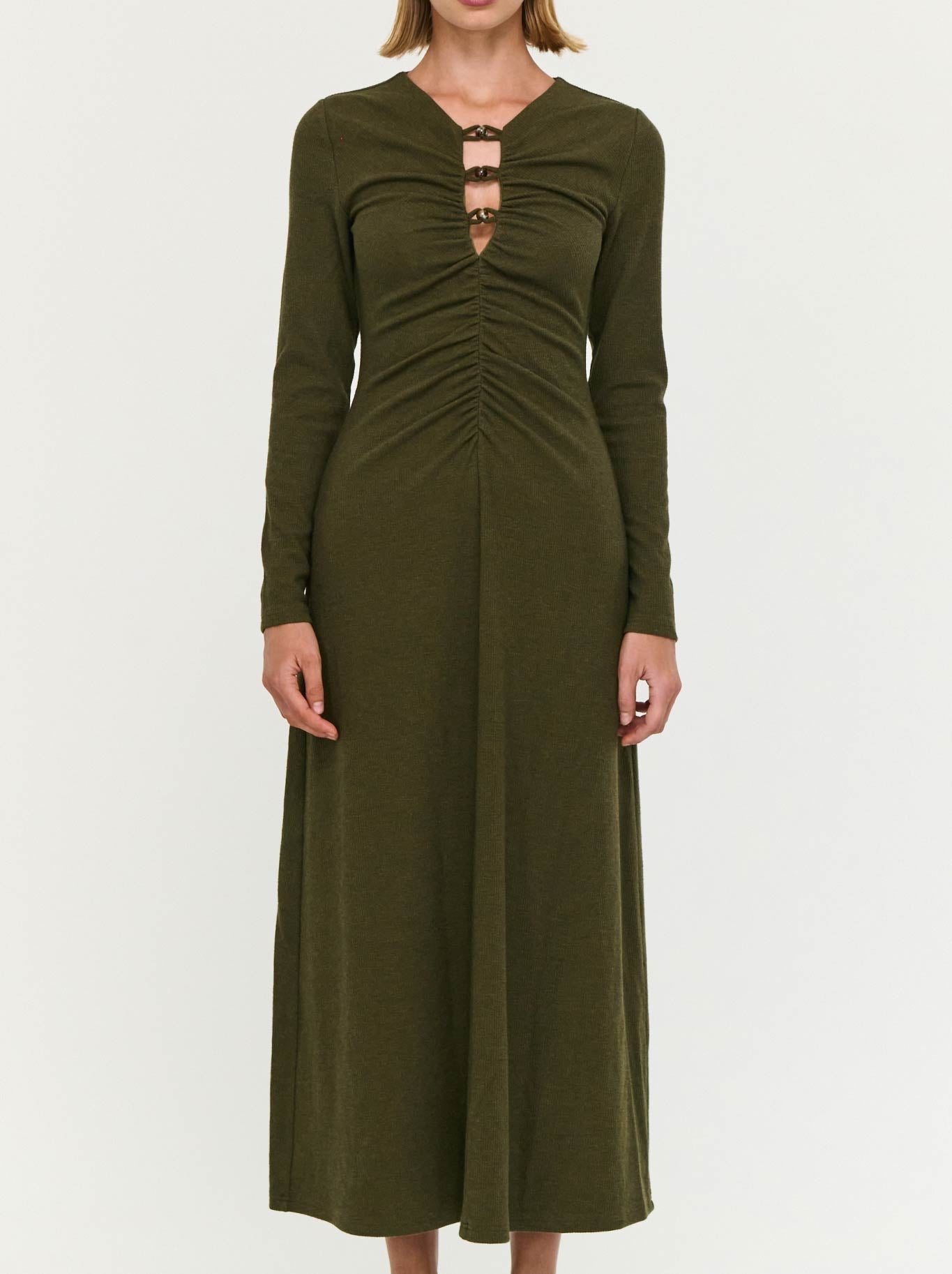 STAPLE THE LABEL FARRAH RIBBED MIDI DRSS