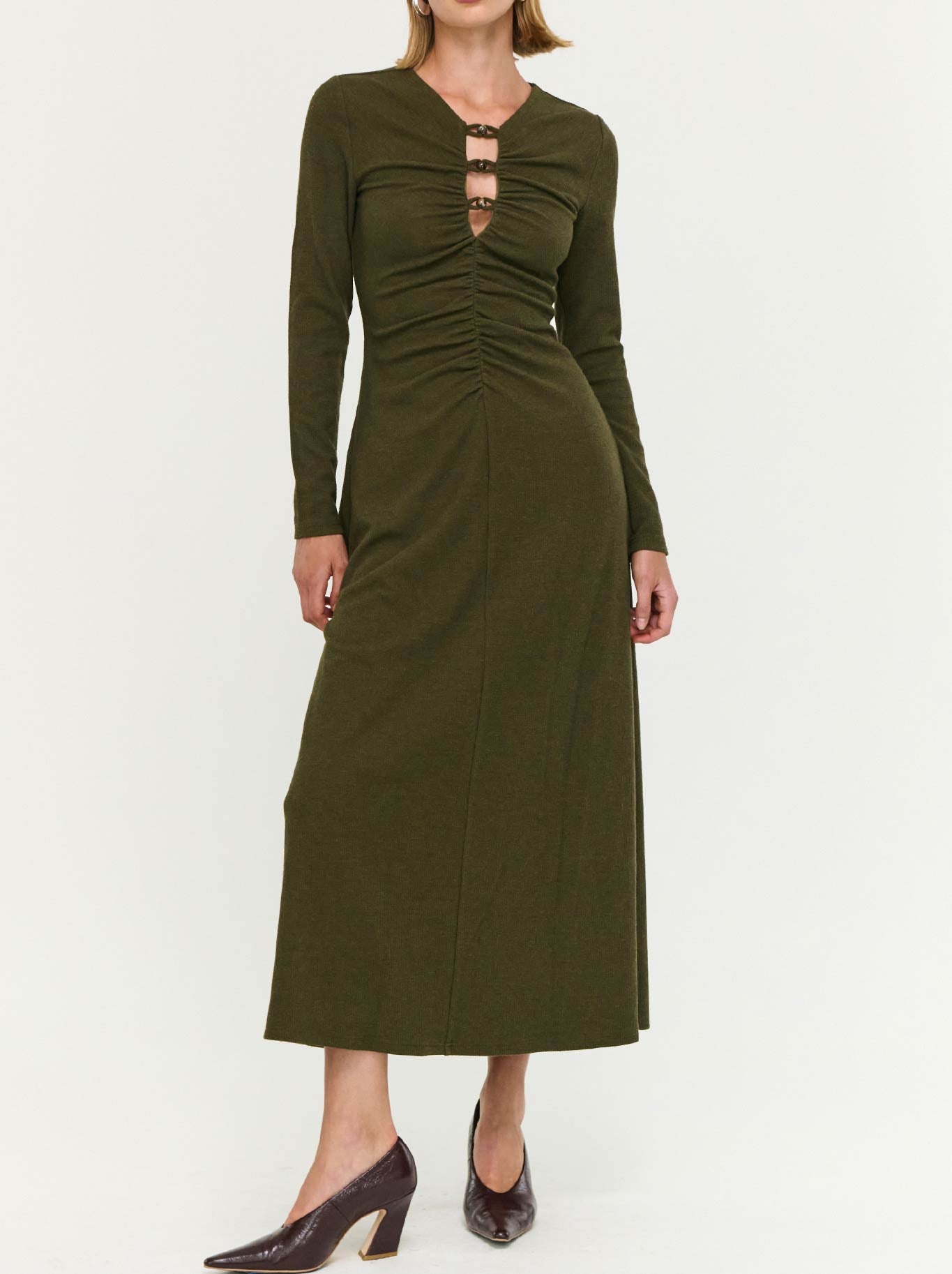 STAPLE THE LABEL FARRAH RIBBED MIDI DRSS