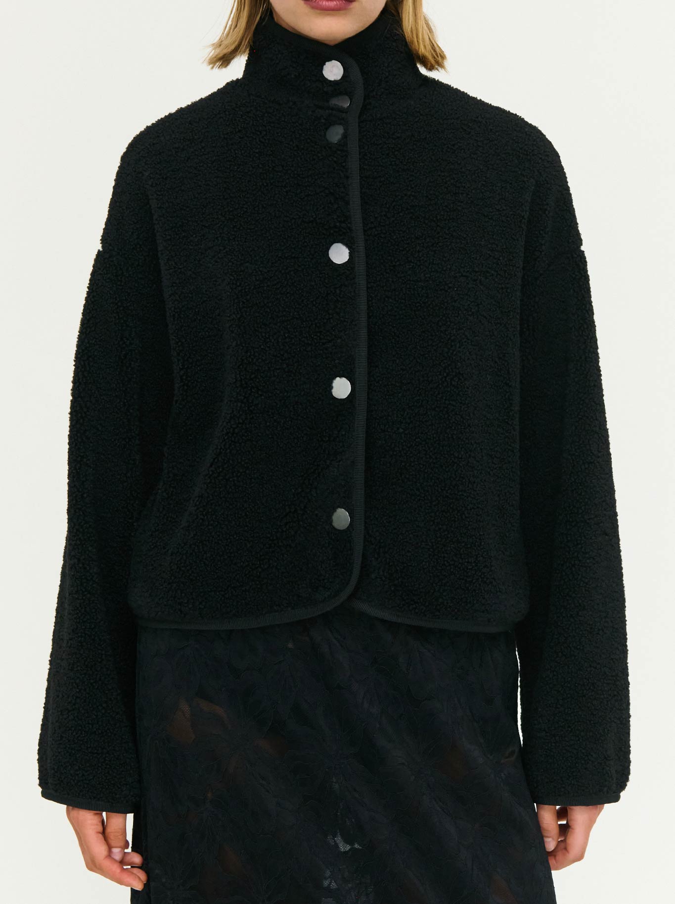 STAPLE THE LABEL KATYA CROPPED SHERPA JACKET