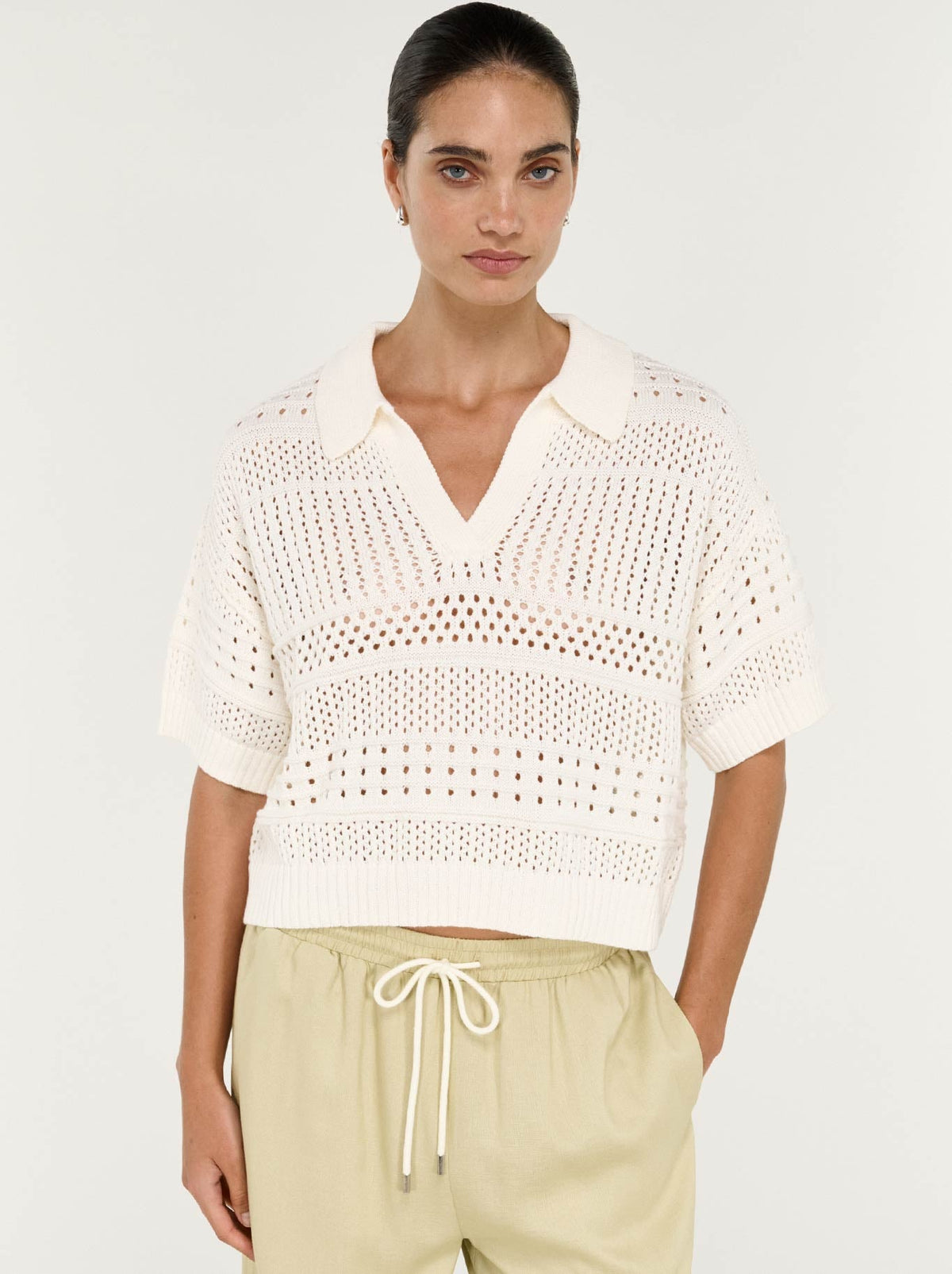 STAPLE THE LABEL NOVA CROCHET POLO SHIRT