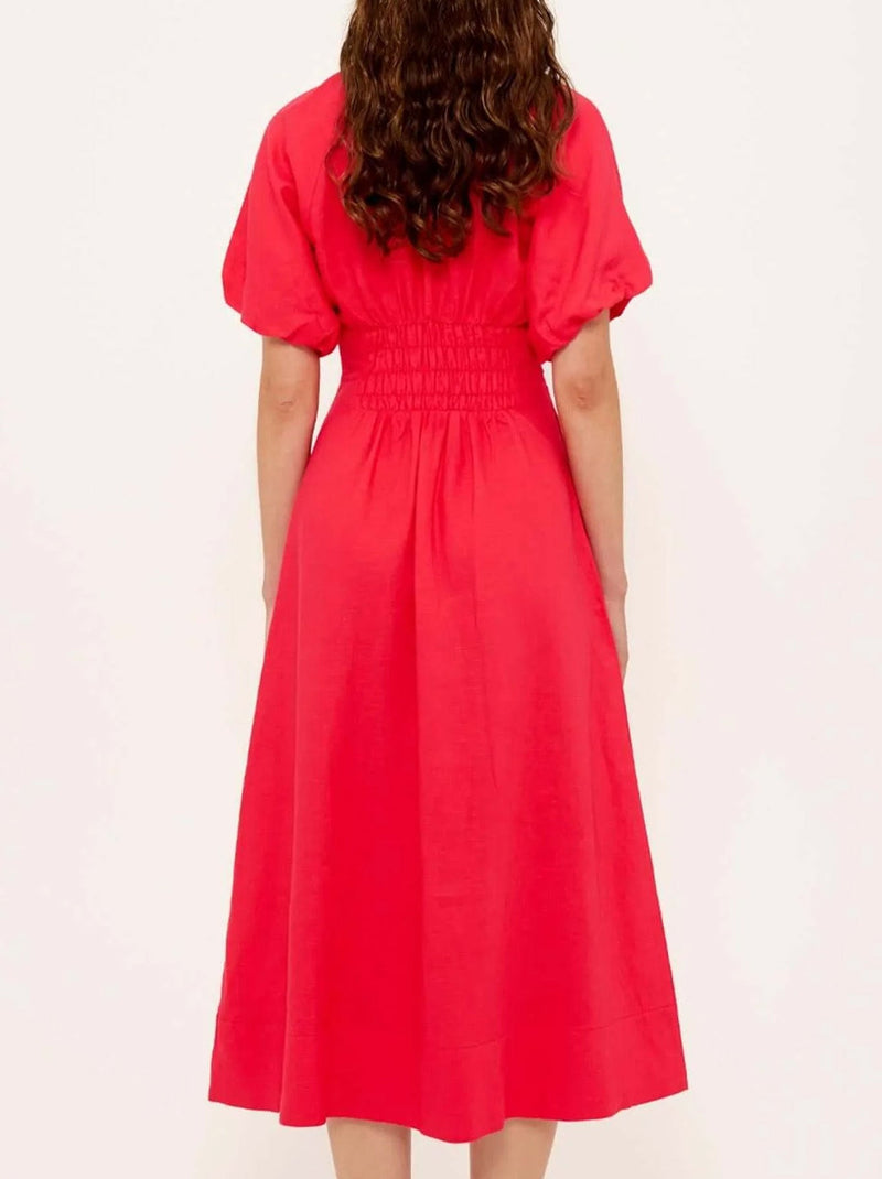 STAPLE THE LABEL VALENTINA V-NECK MIDI DRESS