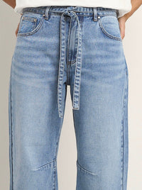 STORIES BE TOLD CAMPUS TIE WAIST BARREL JEAN