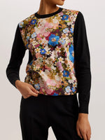 TED BAKER DELBI PRINTED WOVEN FRONT KNIT