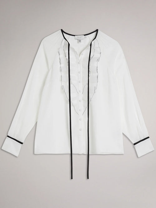 TED BAKER KELEIH RUFFLE FRONT BLOUSE