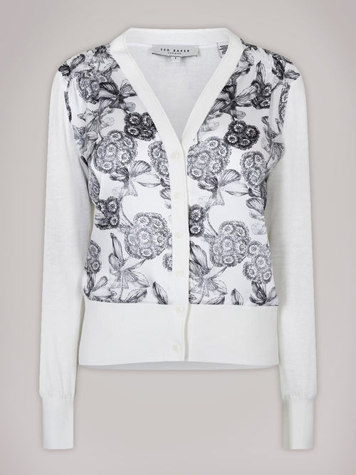 TED BAKER LOULIE WOVEN PRINT CARDI