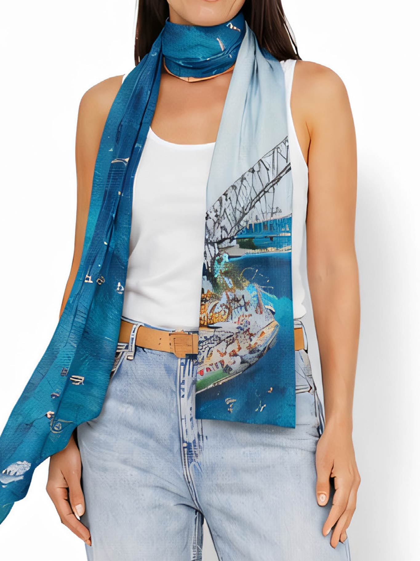 THE ARTISTS LABEL AROUND THE BAY SCARF
