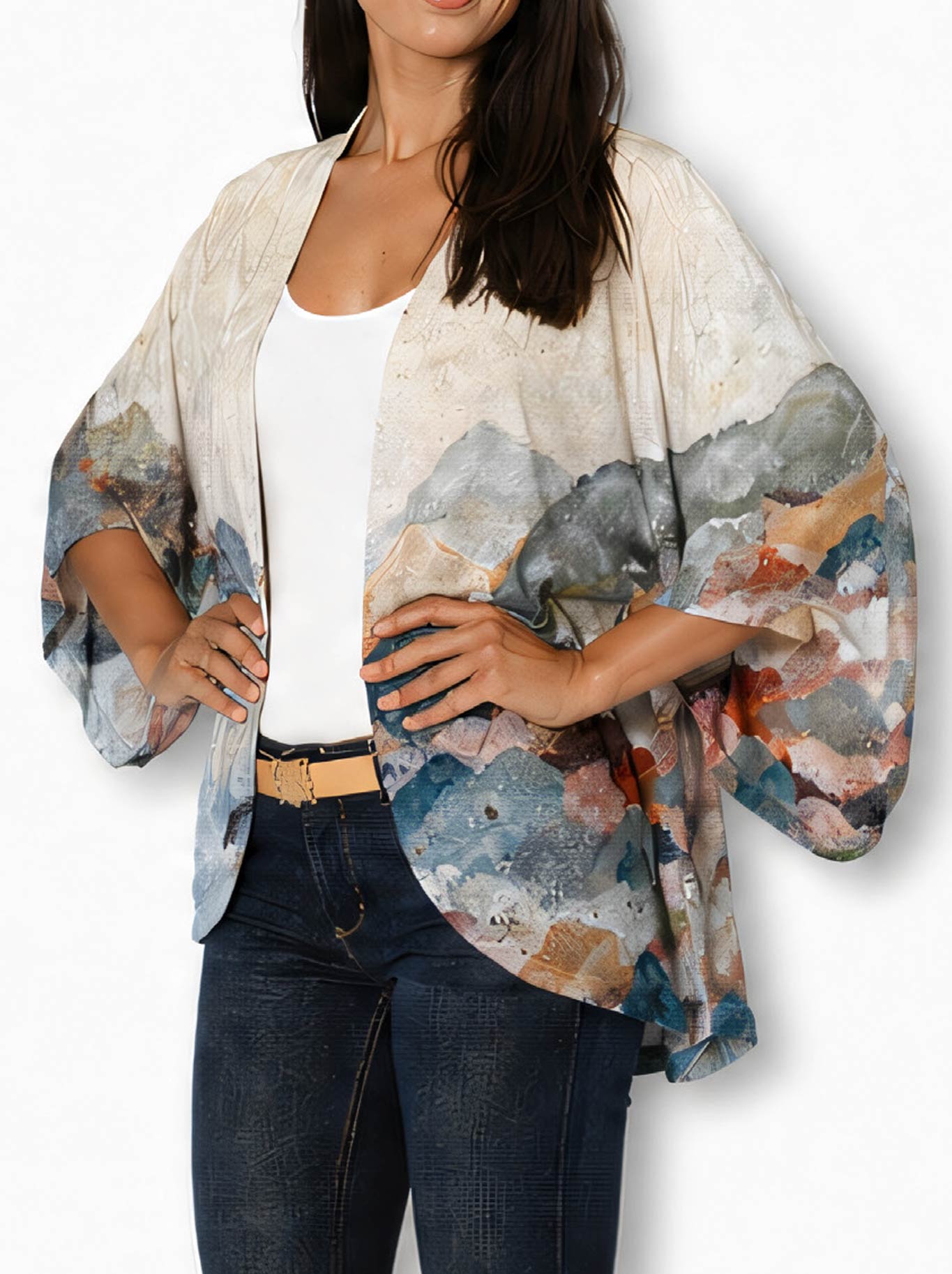 THE ARTISTS LABEL COASTAL MIST SILK KIMONO