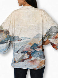 THE ARTISTS LABEL COASTAL MIST SILK KIMONO