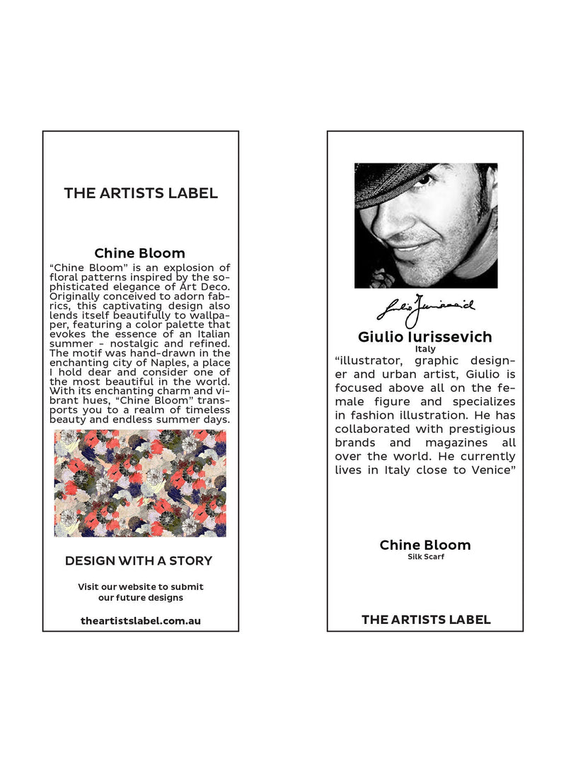 THE ARTISTS LABEL CHINE BLOOM SILK SCARF