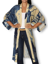 THE ARTISTS LABEL AN EVENING IN PORTUGAL LONG SILK KIMONO