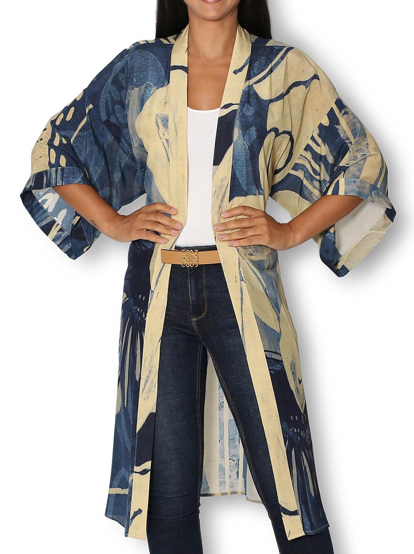 THE ARTISTS LABEL AN EVENING IN PORTUGAL LONG SILK KIMONO