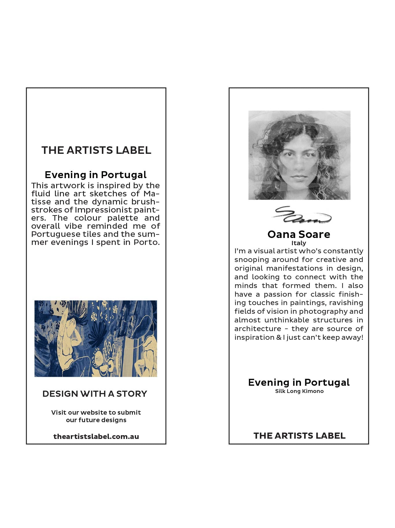 THE ARTISTS LABEL AN EVENING IN PORTUGAL LONG SILK KIMONO