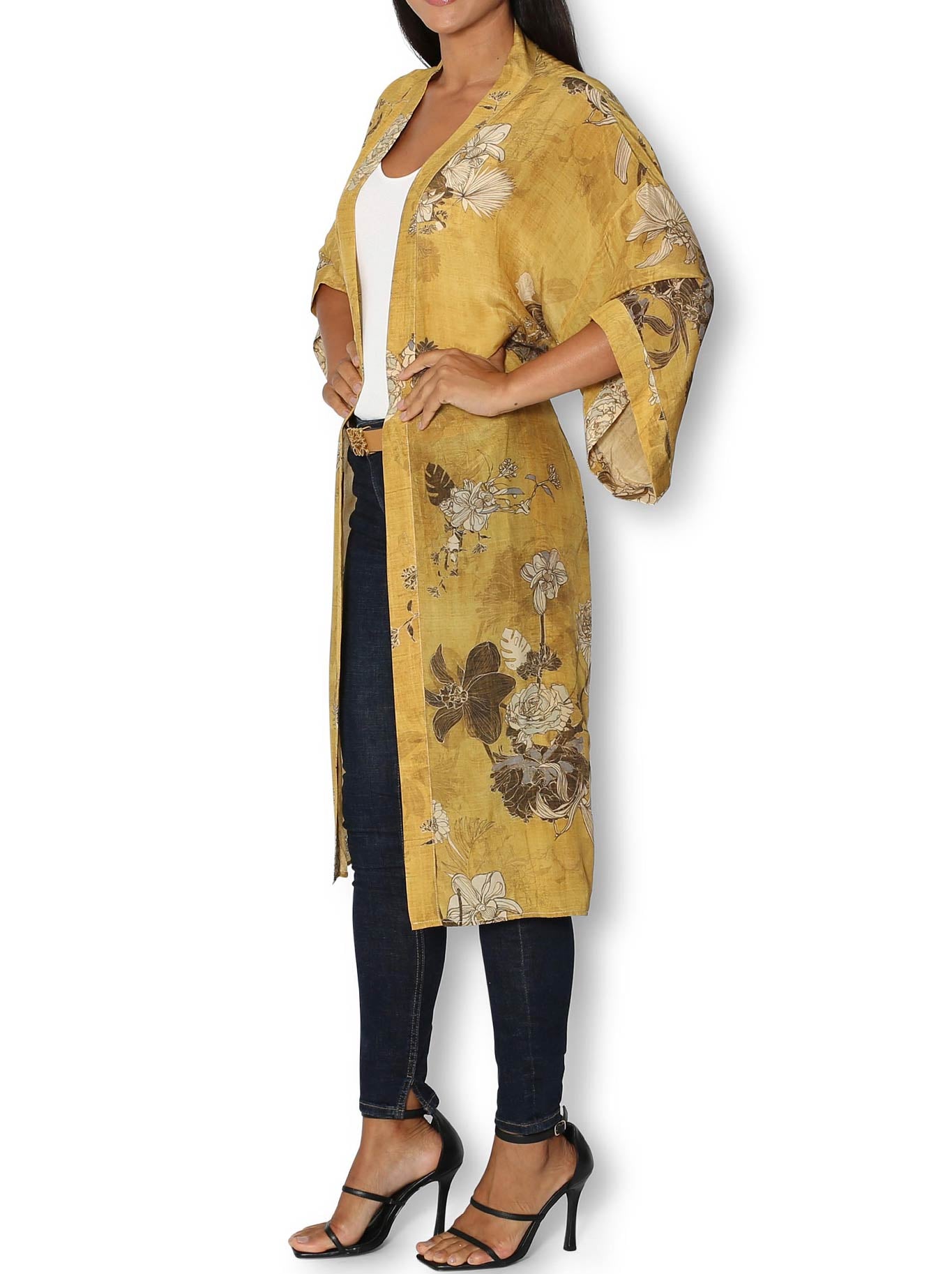 THE ARTISTS LABEL ORIENTE FOULARD LONG SILK KIMONO