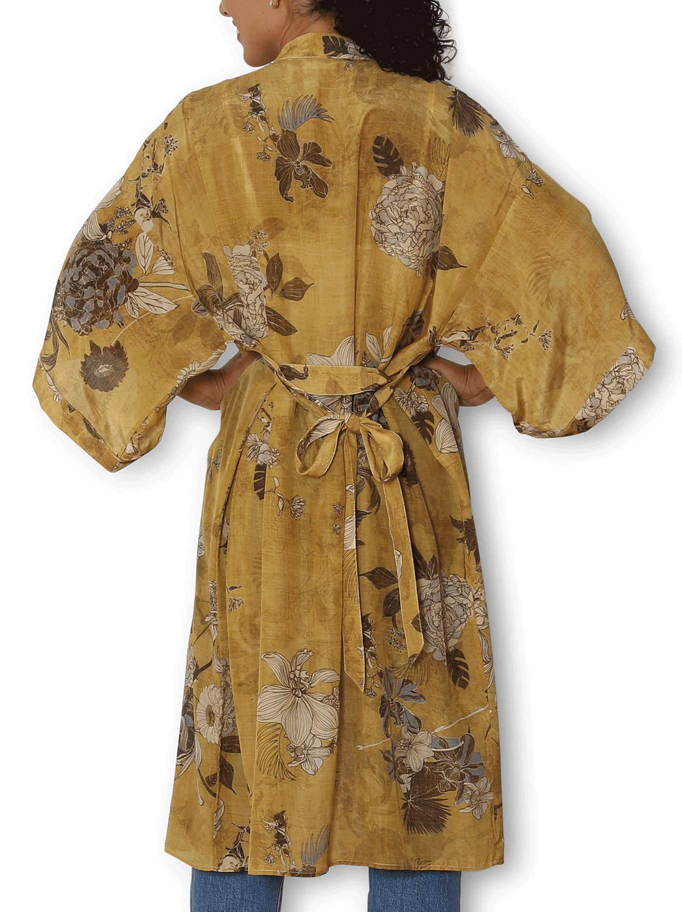 THE ARTISTS LABEL ORTIENTE FOULARD SILK LONG KIMONO
