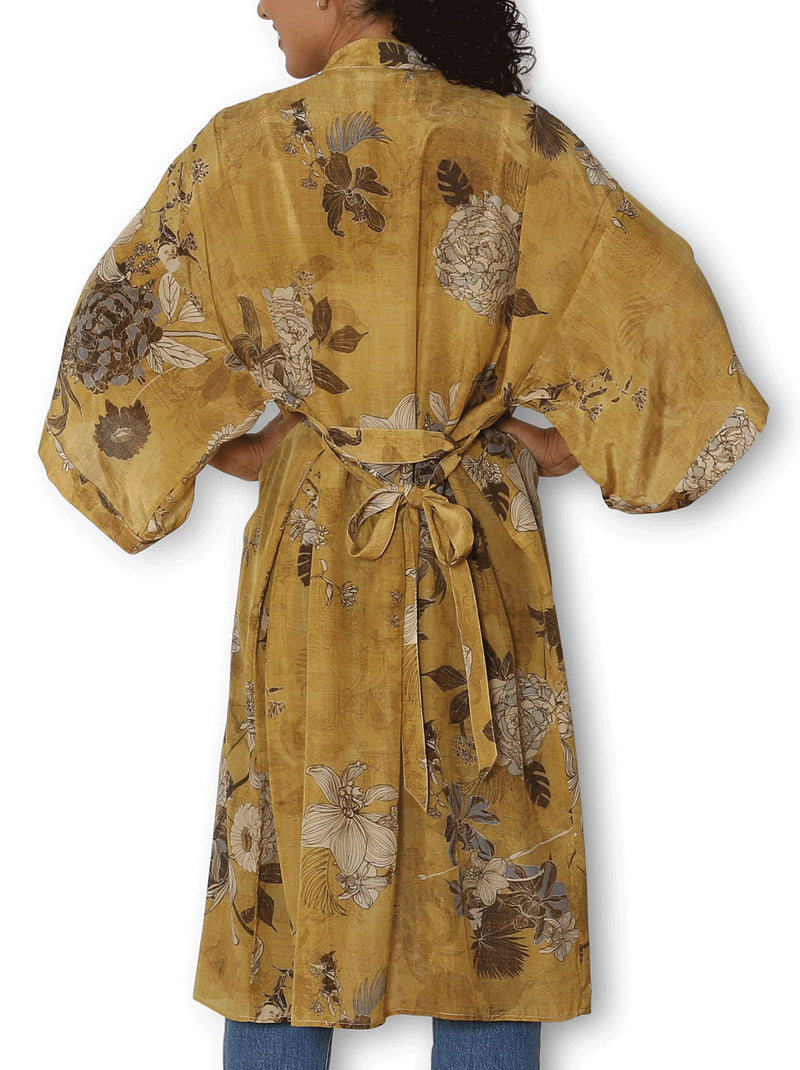 THE ARTISTS LABEL ORTIENTE FOULARD SILK LONG KIMONO
