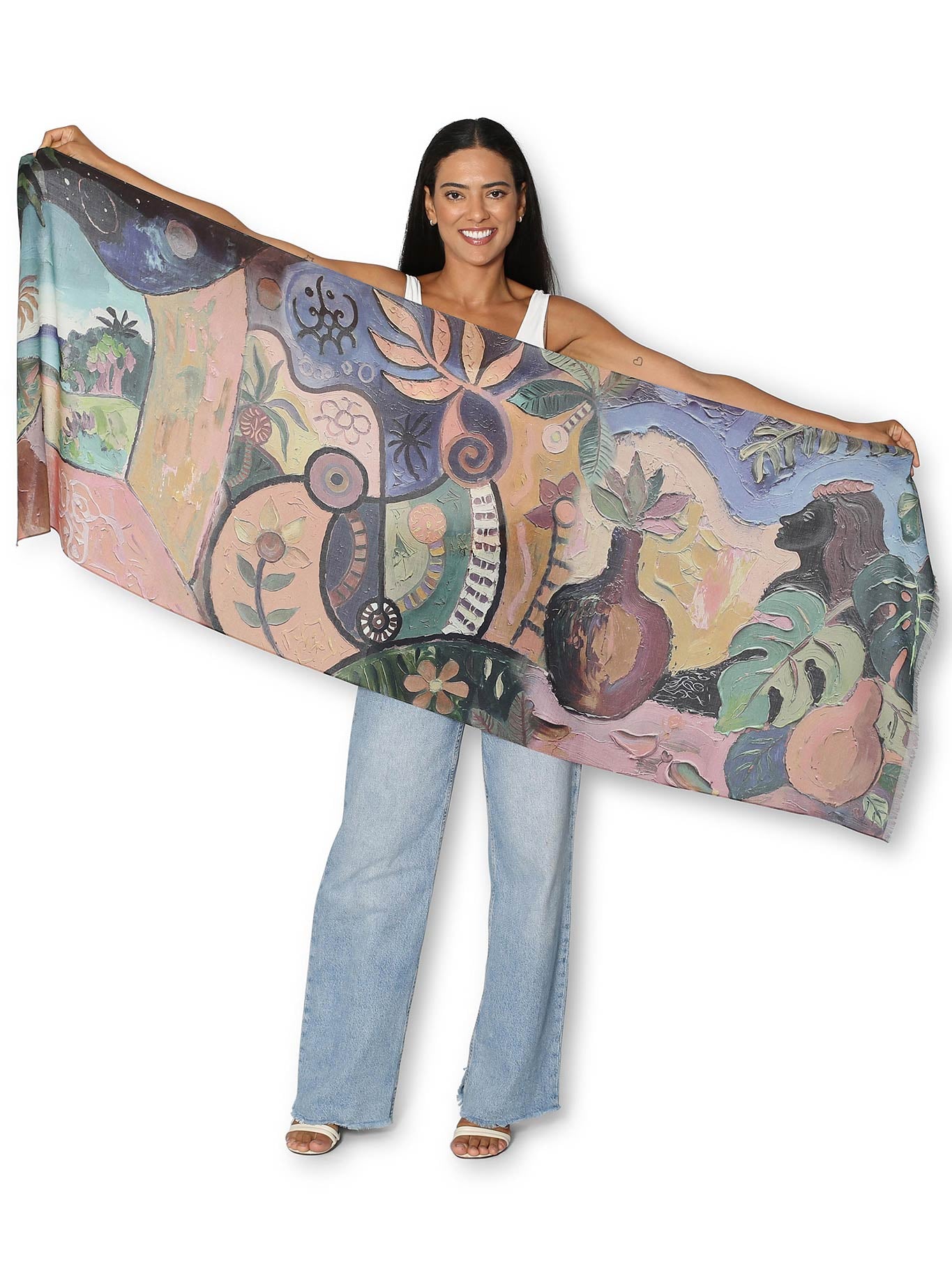 THE ARTISTS LABEL A DAY IN TAHITI WOOL SCARF