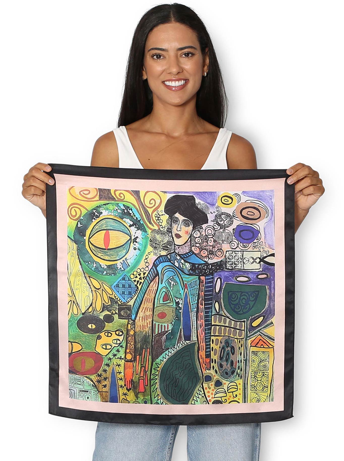 THE ARTISTS LABEL LADY KLIMT SILK SQUARE SCARF