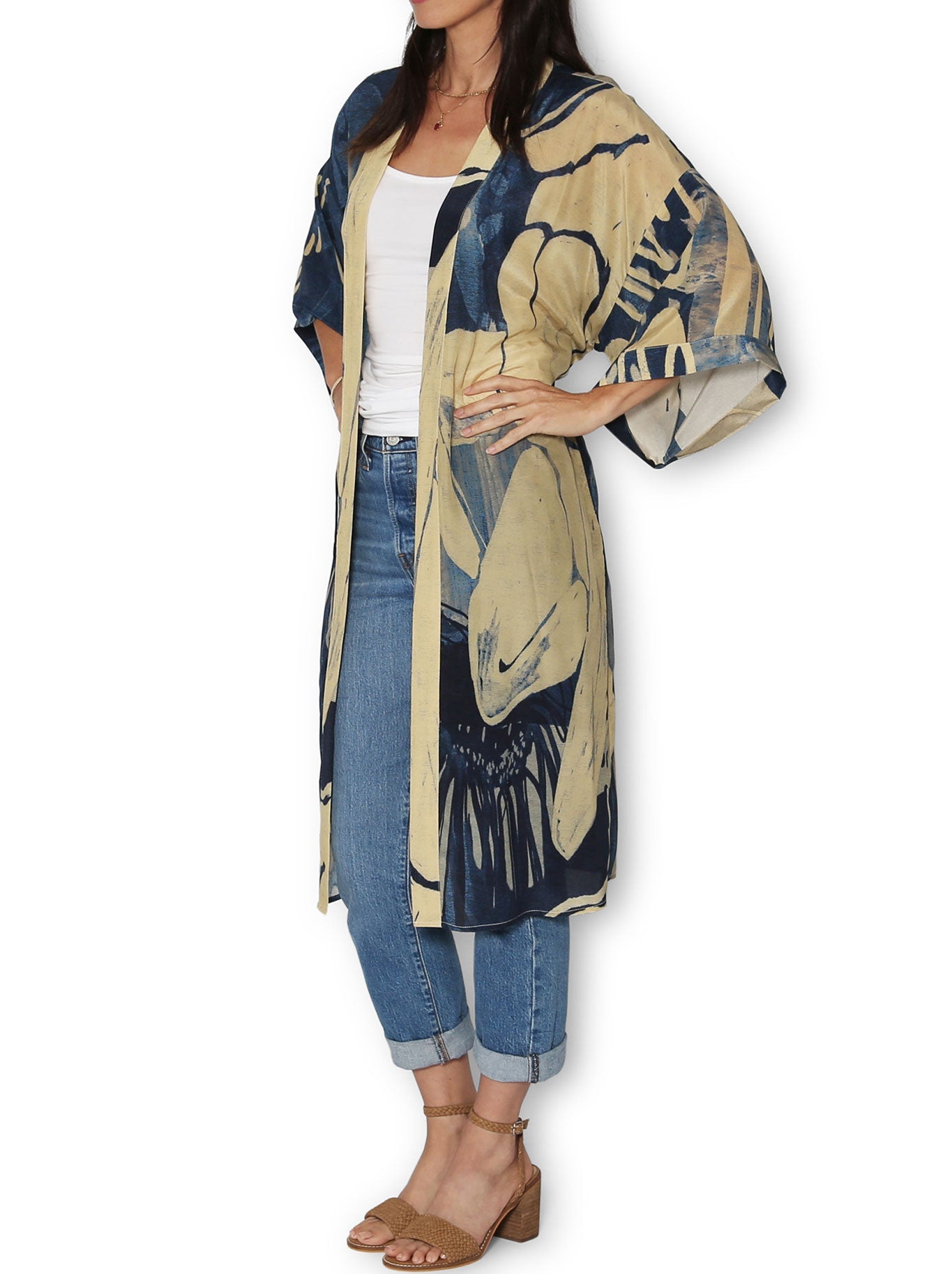 THE ARTISTS LABEL EVENING IN PORTUGAL LONG SILK KIMONO