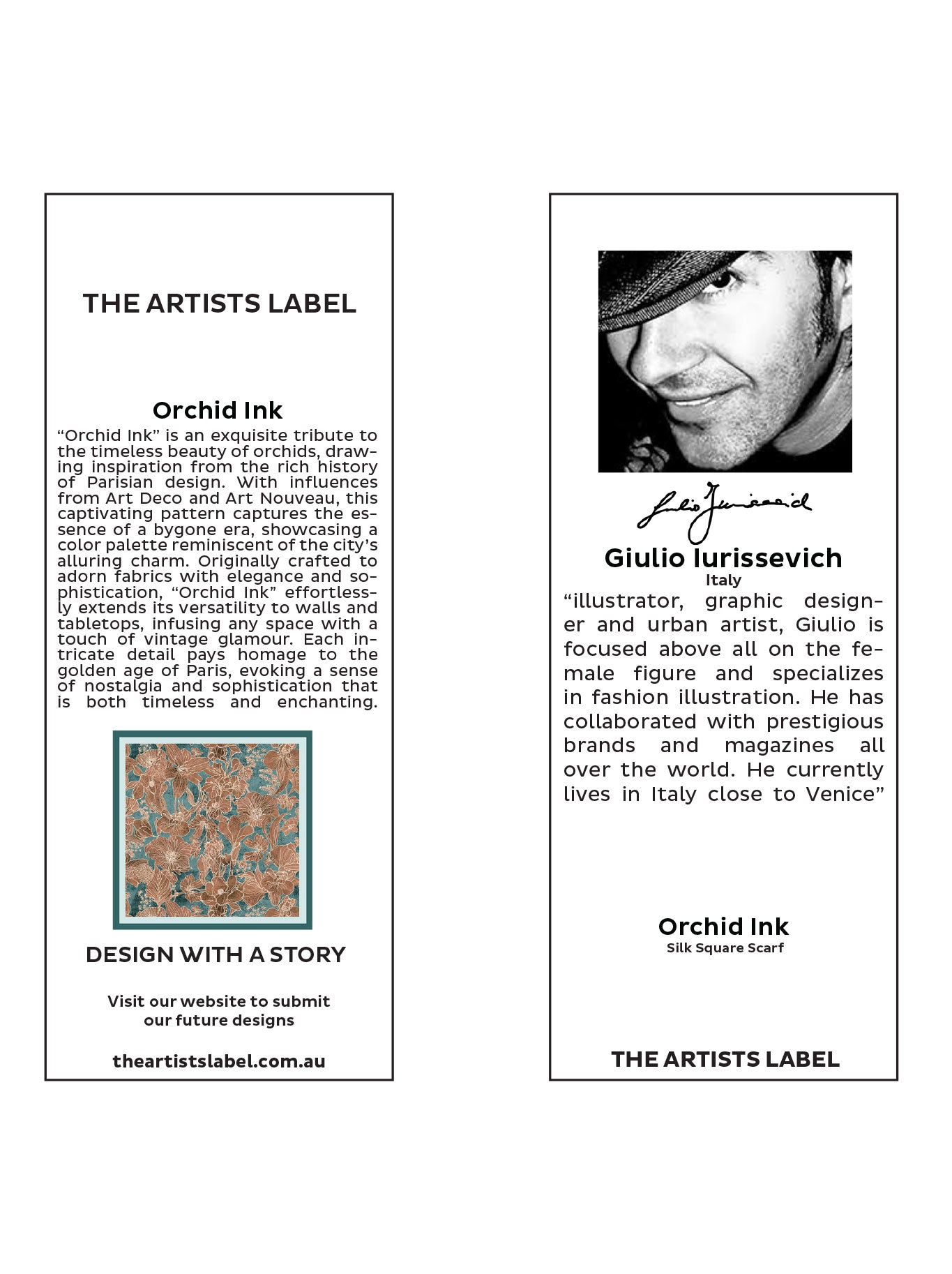 THE ARTISTS LABEL ORCHID INK SILK SQUARE SCARF