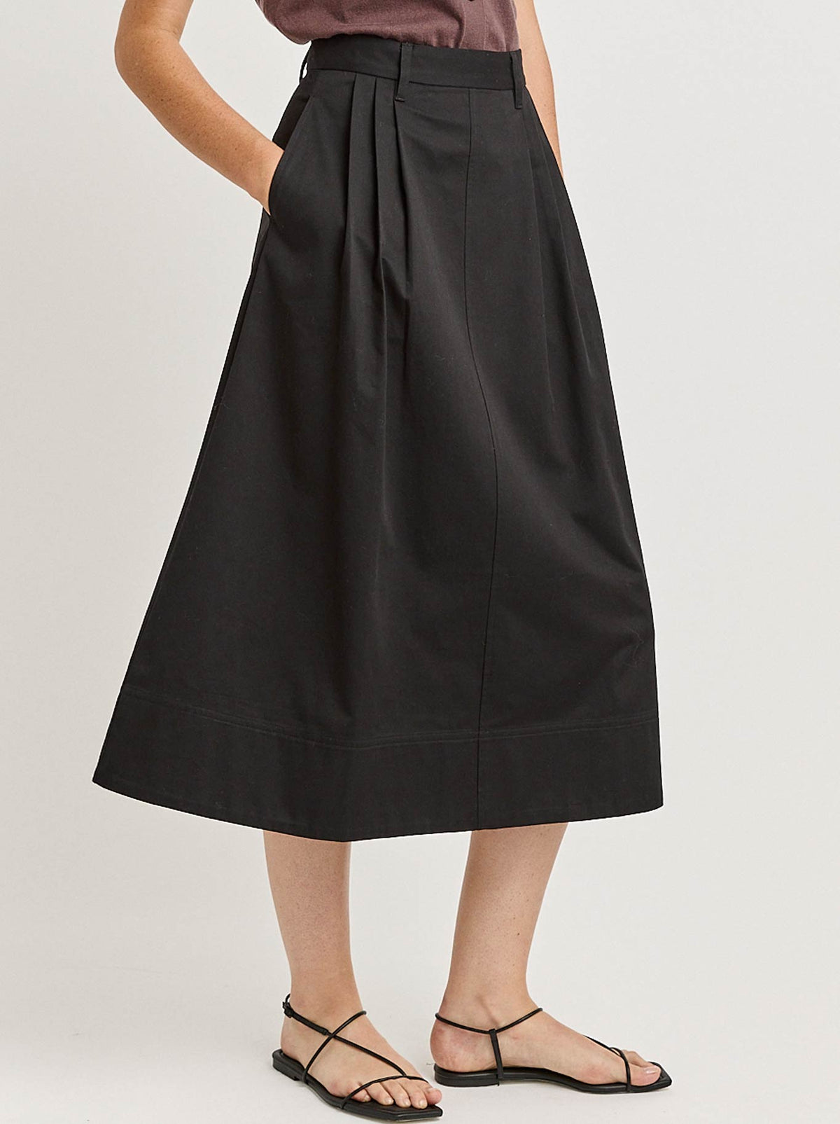 TOORALLIE PLEAT DETAIL MIDI SKIRT