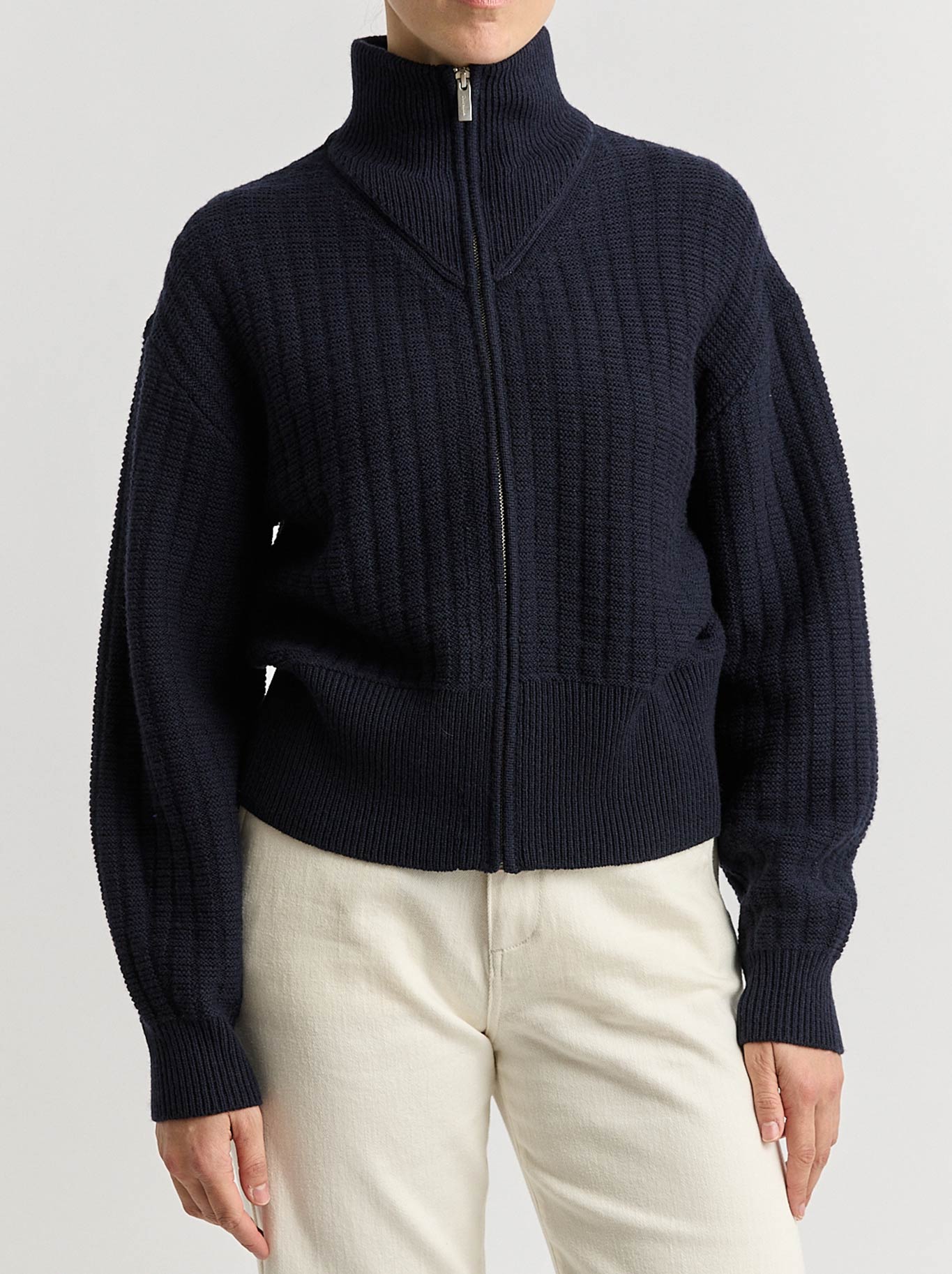 TOORALLIE GRID KNIT ZIP THROUGH