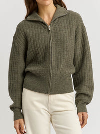 TOORALLIE GRID KNIT ZIP THROUGH