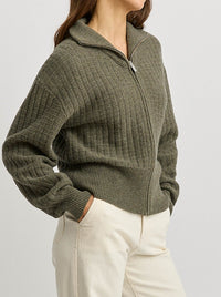 TOORALLIE GRID KNIT ZIP THROUGH