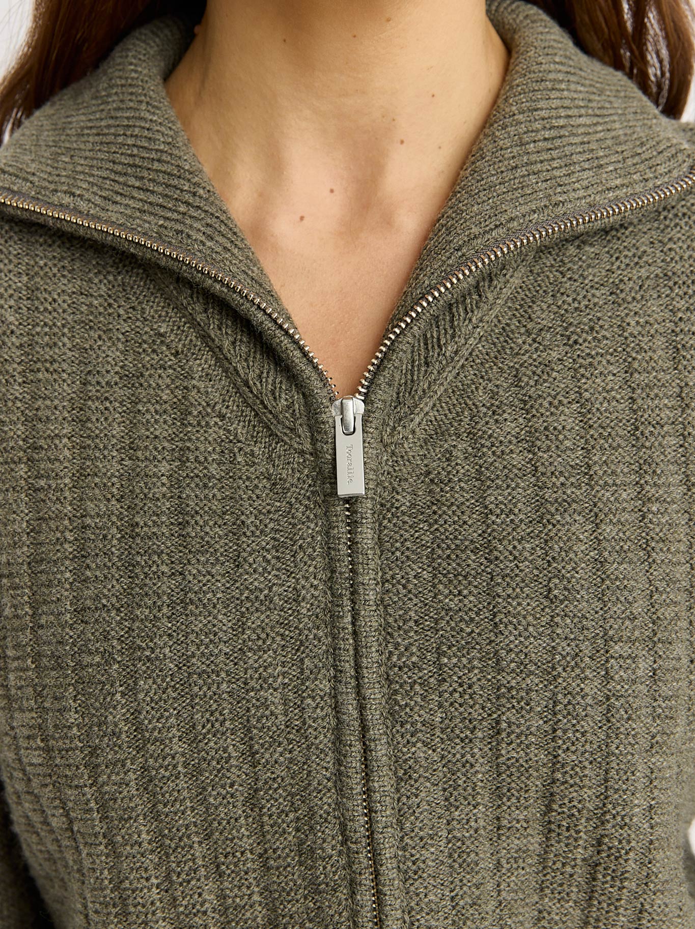 TOORALLIE GRID KNIT ZIP THROUGH