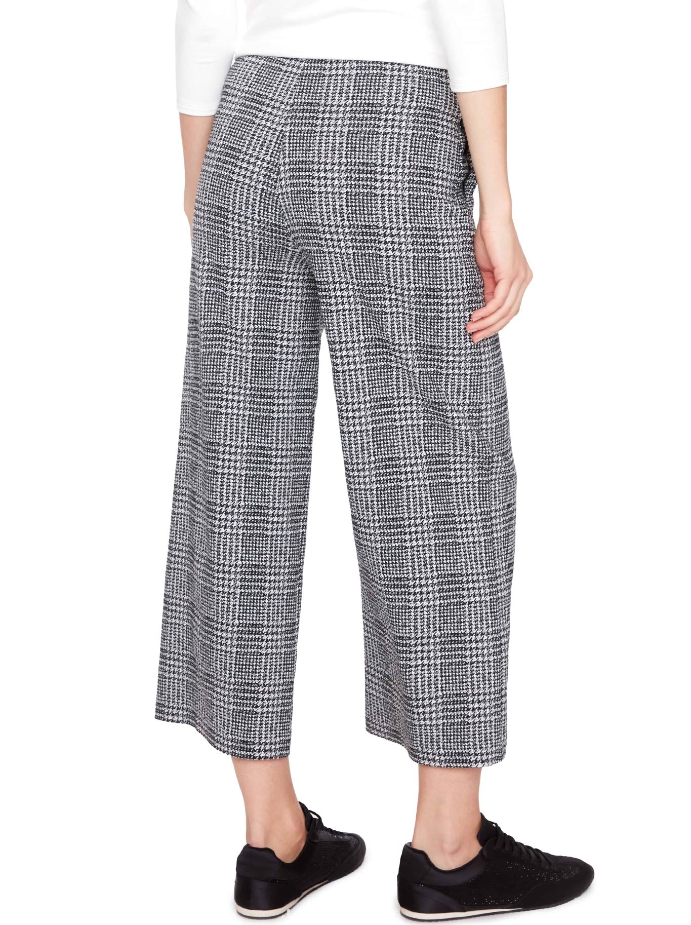 UP! PLAID TECHNO WIDE-LEG CROPPED PANT