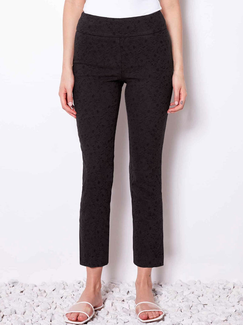 UP! SOLID TEXTURED JACQUARD ANKLE PANT