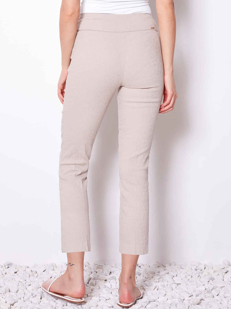 UP! SOLID TEXTURED JACQUARD ANKLE PANT
