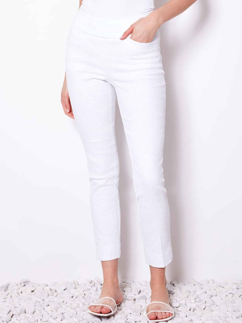 UP! SOLID TEXTURED JACQUARD ANKLE PANT
