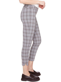UP! PLAID TECHNO PETAL-SLIT ANKLE PANT