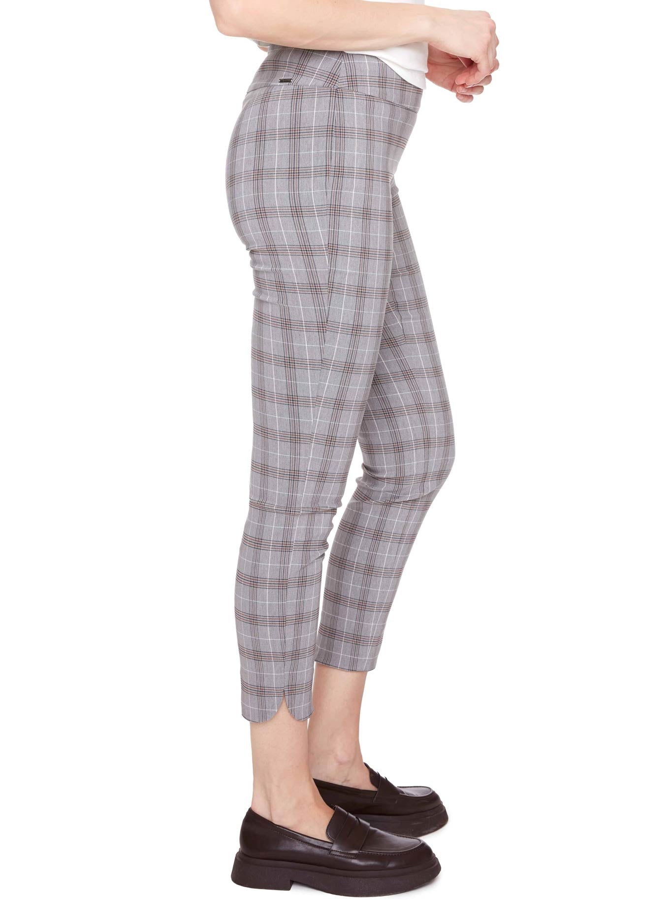 UP! PLAID TECHNO PETAL-SLIT ANKLE PANT