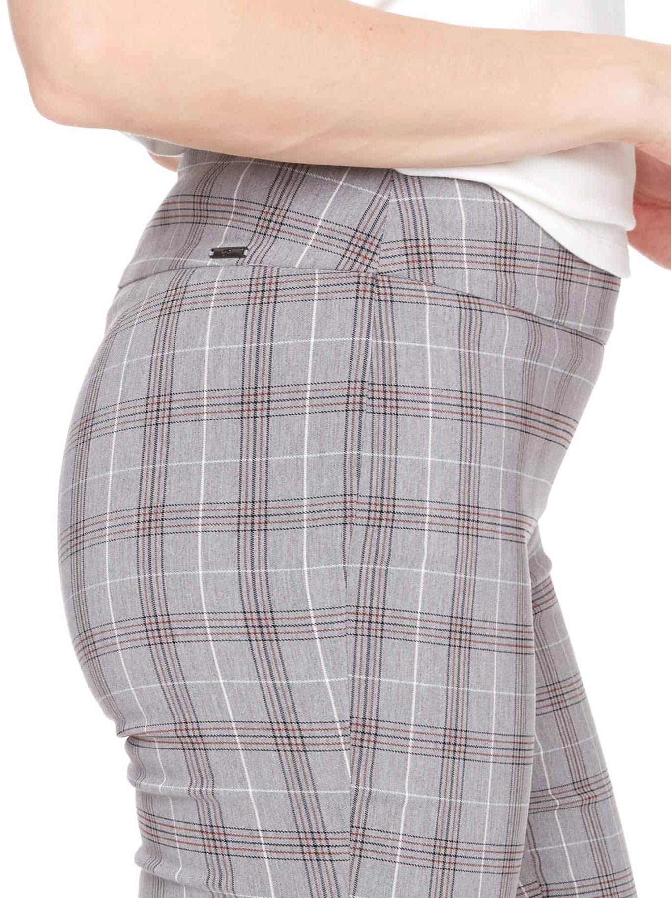 UP! PLAID TECHNO PETAL-SLIT ANKLE PANT