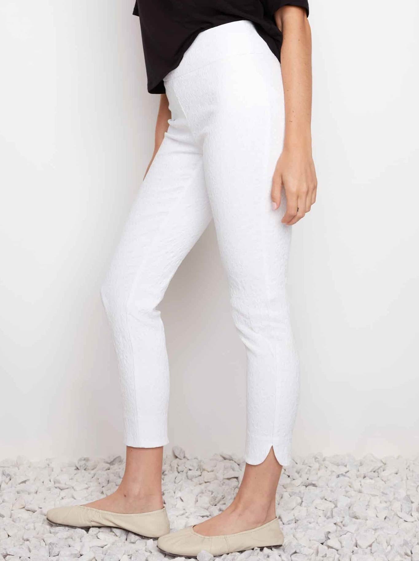 UP! TECHNO JACQUARD SLIM LEG PETAL PANT